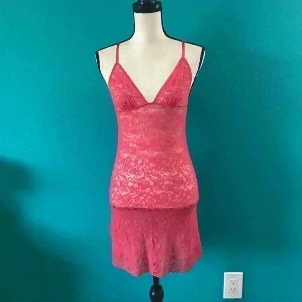 Victoria’s Secret babydoll lace pink dress in size medium